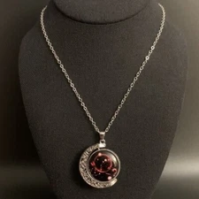 Glass Crescent Moon Astrology October November Scorpio Zodiac Pendant Necklace
