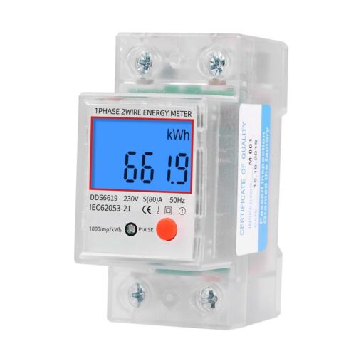 80A Maximum Current Single Phase Energy Meter kWh Voltage Current Power - Zdjęcie 1 z 11