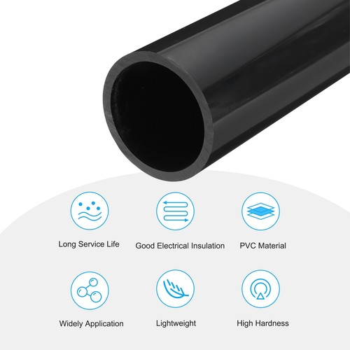 PVC Rigid Round Pipe 63.8mm(2 1/2") ID 75mm(3") OD 350mm Dark Grey High Impact - Picture 3 of 6