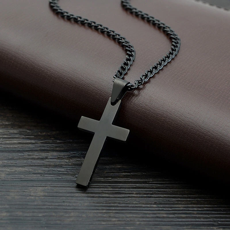 Mens stainless steel rosary necklace sale
