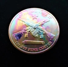 Molon Labe " Come and Take It " Toned 1 ounce copper round .999 Fine Copper