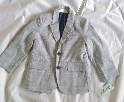 Cat & Jack Boy's Chest Pocket Two Button Closure Gray Grey Suit Coat Size 5 - Picture 2 of 12