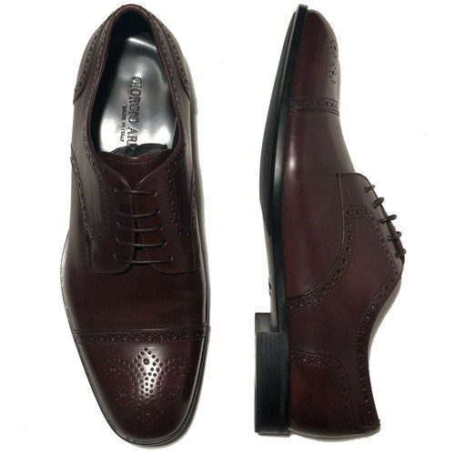 Giorgio Armani Braun Leder Brogue Elegant Derby Herren Formelle Schuhe X2C448 Oxford - Bild 4 von 10