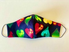 Face Mask Nose Wire Washable Cotton PM2.5 Carbon filter included. Colored heart