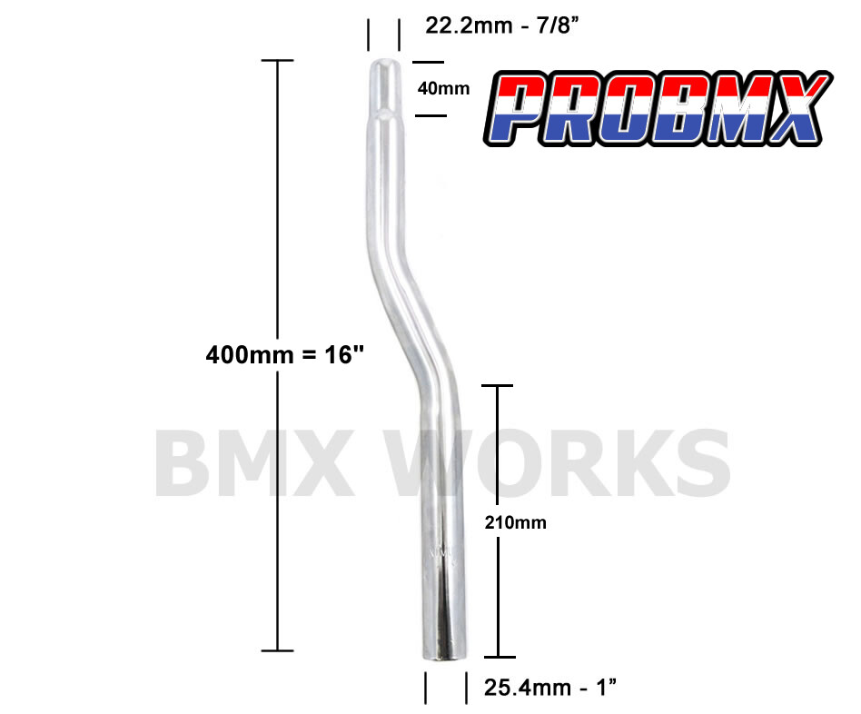 ProBMX Seat Post 25.4mm x 400mm Chrome Moly Snake Old School BMX Style