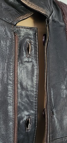 Vtg Grain Leather Echtes Leder Dark Brown Button Full Zip Jacket Mens 3X-Large* - Picture 12 of 16
