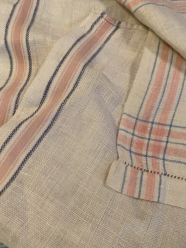 Lot Of 4 Vintage Cotton Table Runners, Coarser Weave Off White W Pinks & Blues - Picture 4 of 12