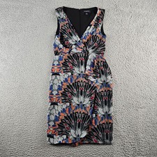 Banana Republic Sheath Dress Womens Size 2 Multicolor Sleeveless Faux Wrap Midi