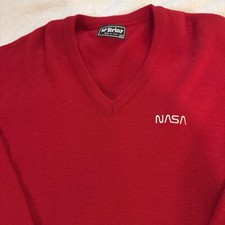 Mr Briar NASA Sweater V Neck Red Made In USA Vintage Xxl Acrylic