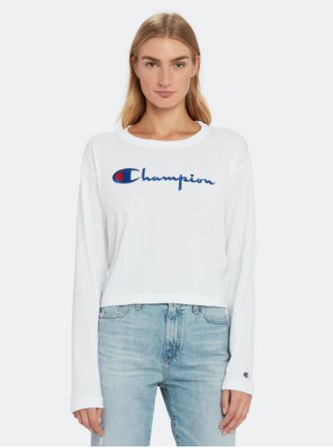Champion Reverse Weave Big Script Long Sleeve Cropped Long Sleeve Women T- Shirt | eBay
