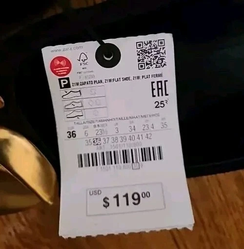 ZARA NEGRO GAMUZA FLOR Cuero CUADRADO Ballet Talla 6 36 Agotado Nuevo $119 Foto 3 de 4