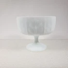 VTG FTD 1975 White Milk Glass Oak Leaf Pedestal Bowl Planter Candy Treat Art