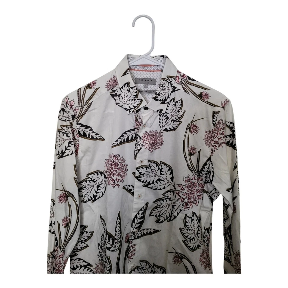 Blusa Ted Baker London Mujer 3 Blanca Floral Abotonada Manga Larga Oficina Foto 3 de 4