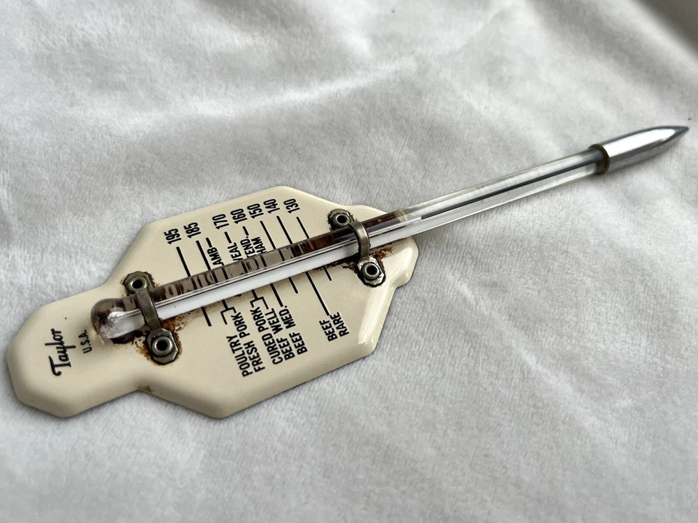 Vintage Meat thermometer 6.50" Taylor Roast, Poultry & BBQ Meat Enamel And Glass