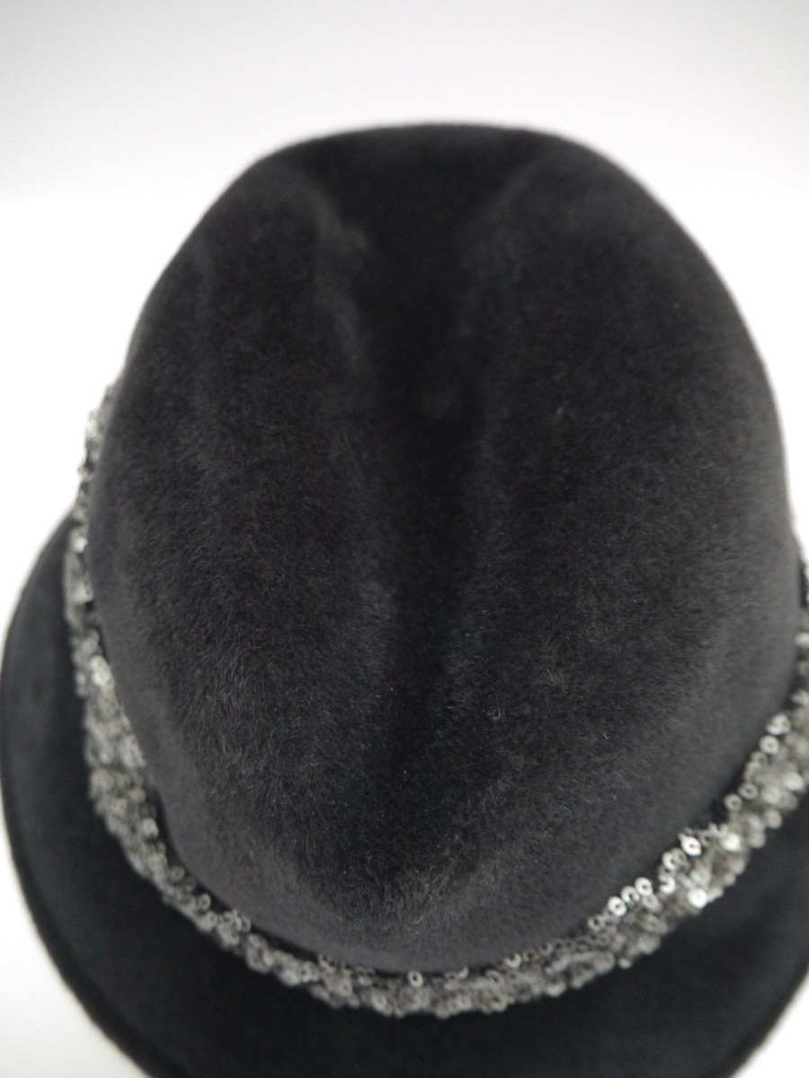 Eugenia Kim black rabbit hair hat Eugenia Kim USA Rabbit Hair Black Wool Felt Fedora Hat | eBay main image 2