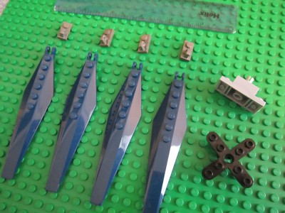 Lego Technic - 4 x BLUE Helicopter Propeller / Rotor Blade - Star Wars X Wing