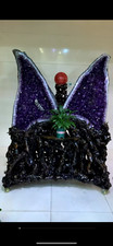 770LB TOP A pair Natural Amethyst geode quartz carved crystal Decoration+stand