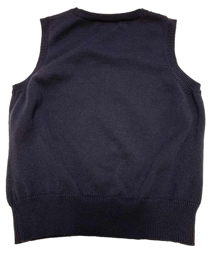 Lands' End Boys Medium 10/12 Sweater Vest Navy Blue V Neck Preppy Knit Pullover  - Image 4 of 4