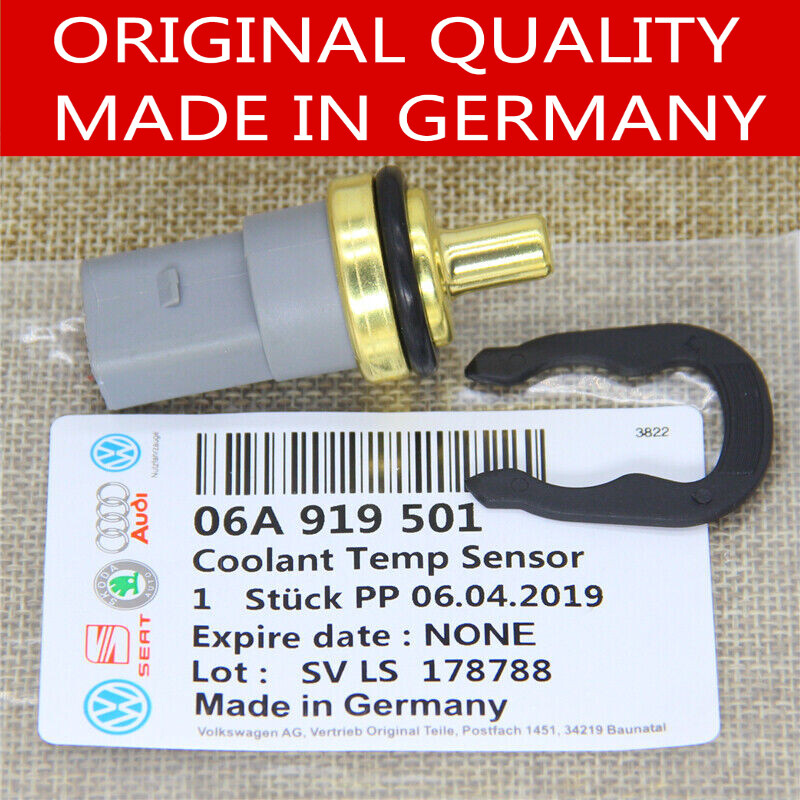 Sensore Temperatura Refrigerante 2 Pin 06A919501A Per Skoda Fabia, Octavia, Superb, Yeti, Sostituzione OEM, Alta Qualità