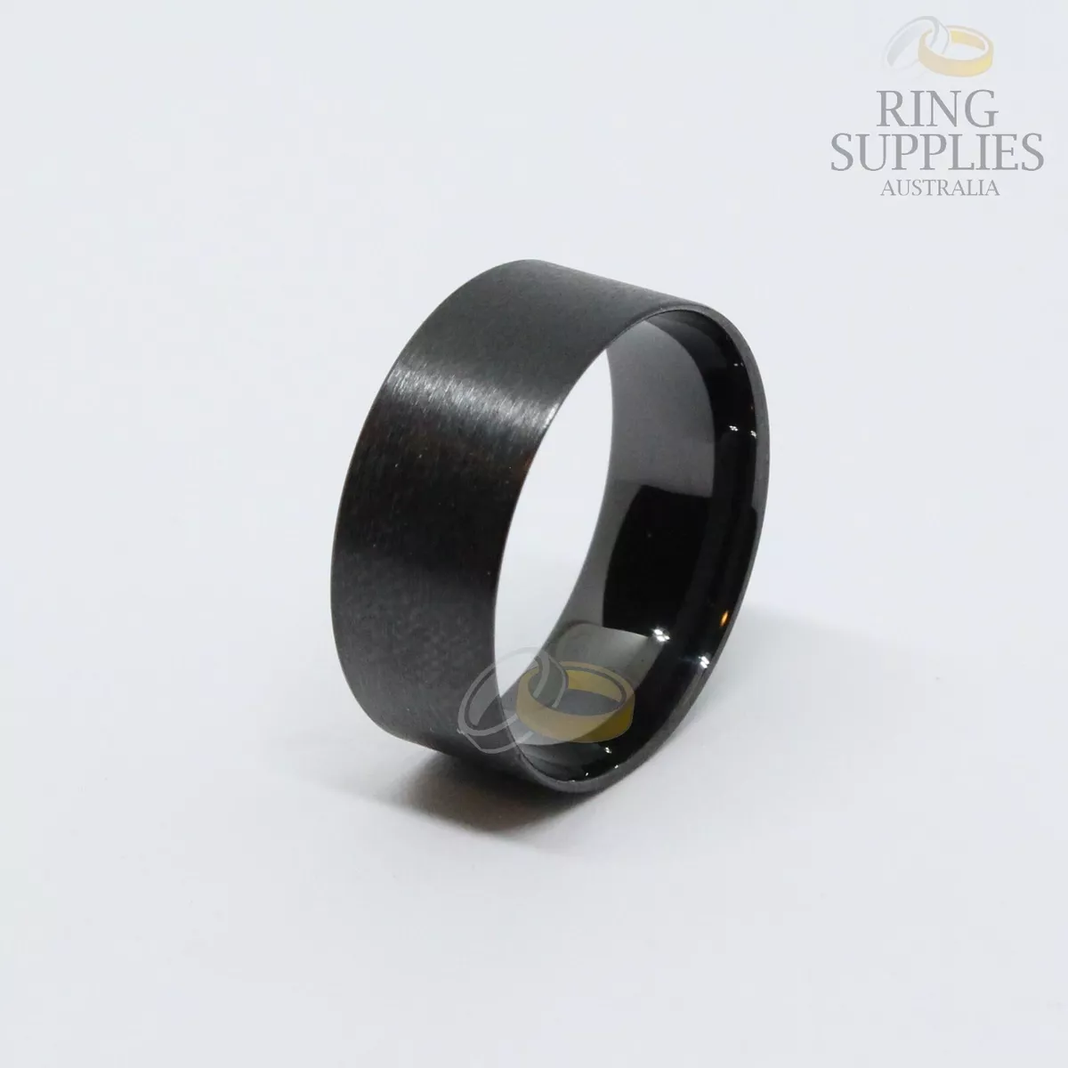 Black Ceramic Ring With Malachite Stone And Walnut Wood Inlays - Warren  Rings