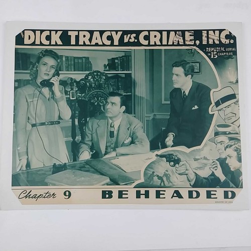 1941 Dick Tracy vs Crime Inc Chapter 9 Beheaded Lobby Card Mounted 14 x ...