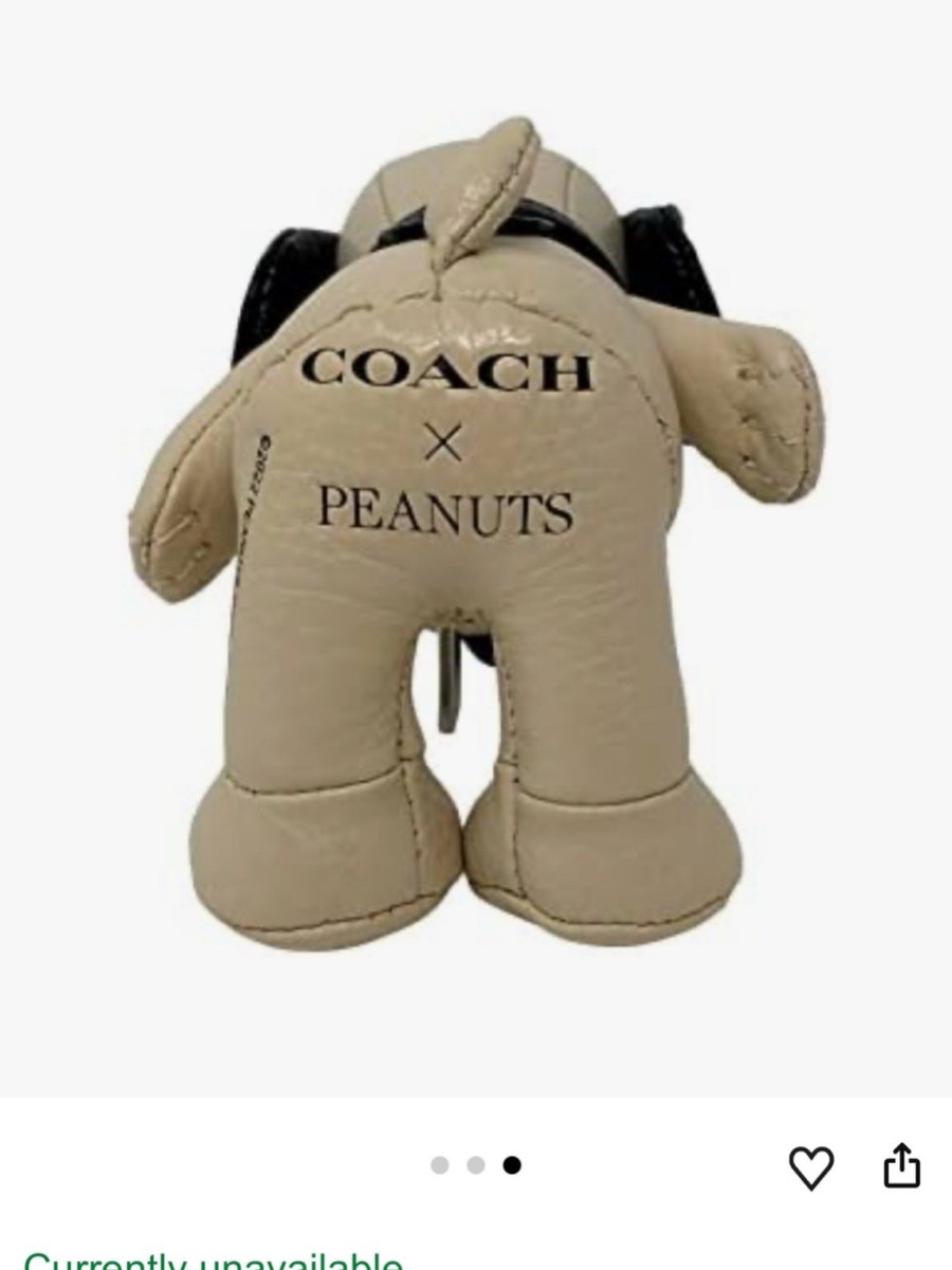 Coach X Peanuts Snoopy Collectible Bag Charm Leather Ivory Style