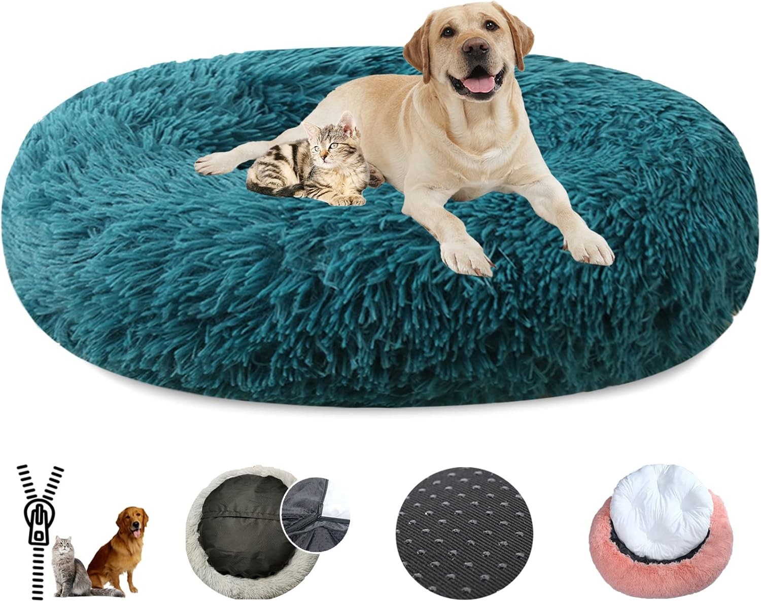 Panier pour chien déhoussable et lavable taille L en velours gris