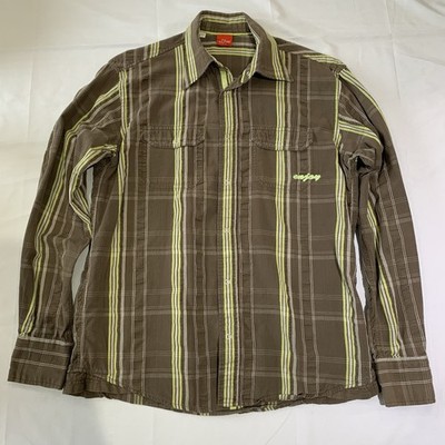 S Oliver Mens Brown Green Stripe Snap Up Shirt Enjoy Harald XS Cotton