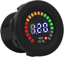 12V LED Digital Voltmeter Waterproof Round Panel Marine Vehicle Motorcycle