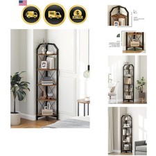 59.4" Corner Shelf, 5-Tier Industrial Corner Bookshelf, Corner Storage Stand,...