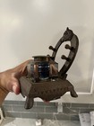 Antique Inkwell Cast Iron Horseshoe Equestrian Glass Well — photo 2
