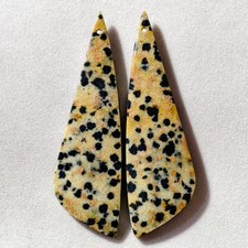 58 Cts Natural Dalmatian Jasper Drilled Pair Cabochon Gemstone 56.2 X 17.2 MM