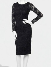 X By Xscape Women's Black Soutache Lace Long-Sleeve Sheath Dress Sz 4