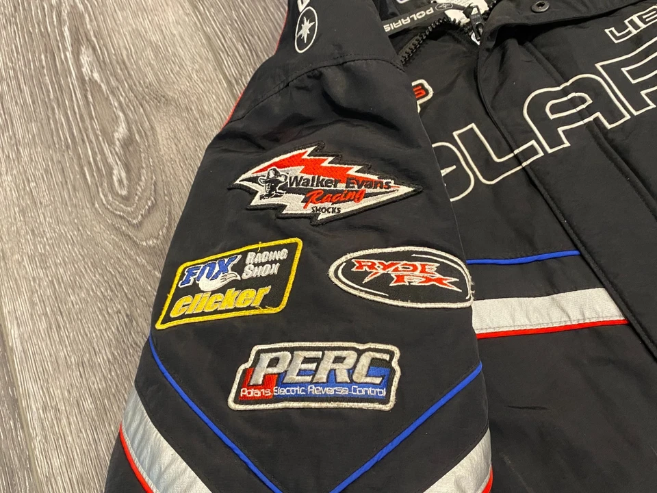 Polaris Racing Snowmobile Jacket Men's M Indy Fox Ace Walker Evans Patches - Image 4 of 4