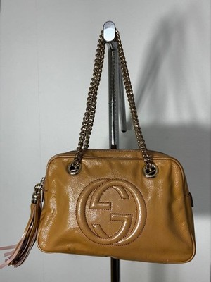 GUCCI Soho Chain Shoulder Bag, Enamel, Tassel, Pink 308983 520981 Women's Auth