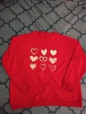 Red Long Sleeve Sweatshirt With White Hearts