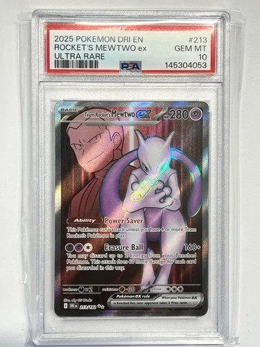 2025 Pokemon Destined Rivals Team Rocket's Mewtwo ex #213/182 PSA 10 GEM MINT