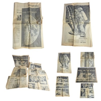 Vintage 1969 MOON LANDING Apollo 11 Moon Landing NASA Newspaper Lot