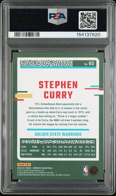 2023 PANINI DONRUSS #65 STEPHEN CURRY RED PSA 8 view 2