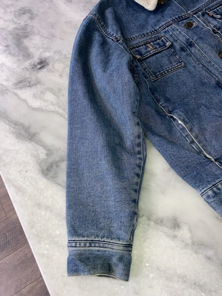 Vintage Ralph Lauren Jean Jacket Size Large Trucker Sherpa Collar - Image 4 of 4