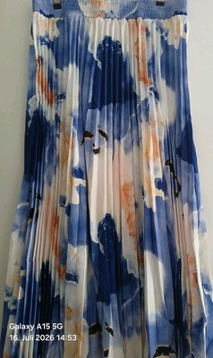 Gr. 44 46 NEU - Rock Plissee blau m. Camouflagemuster, Gummizugbund,  Sommer TOP