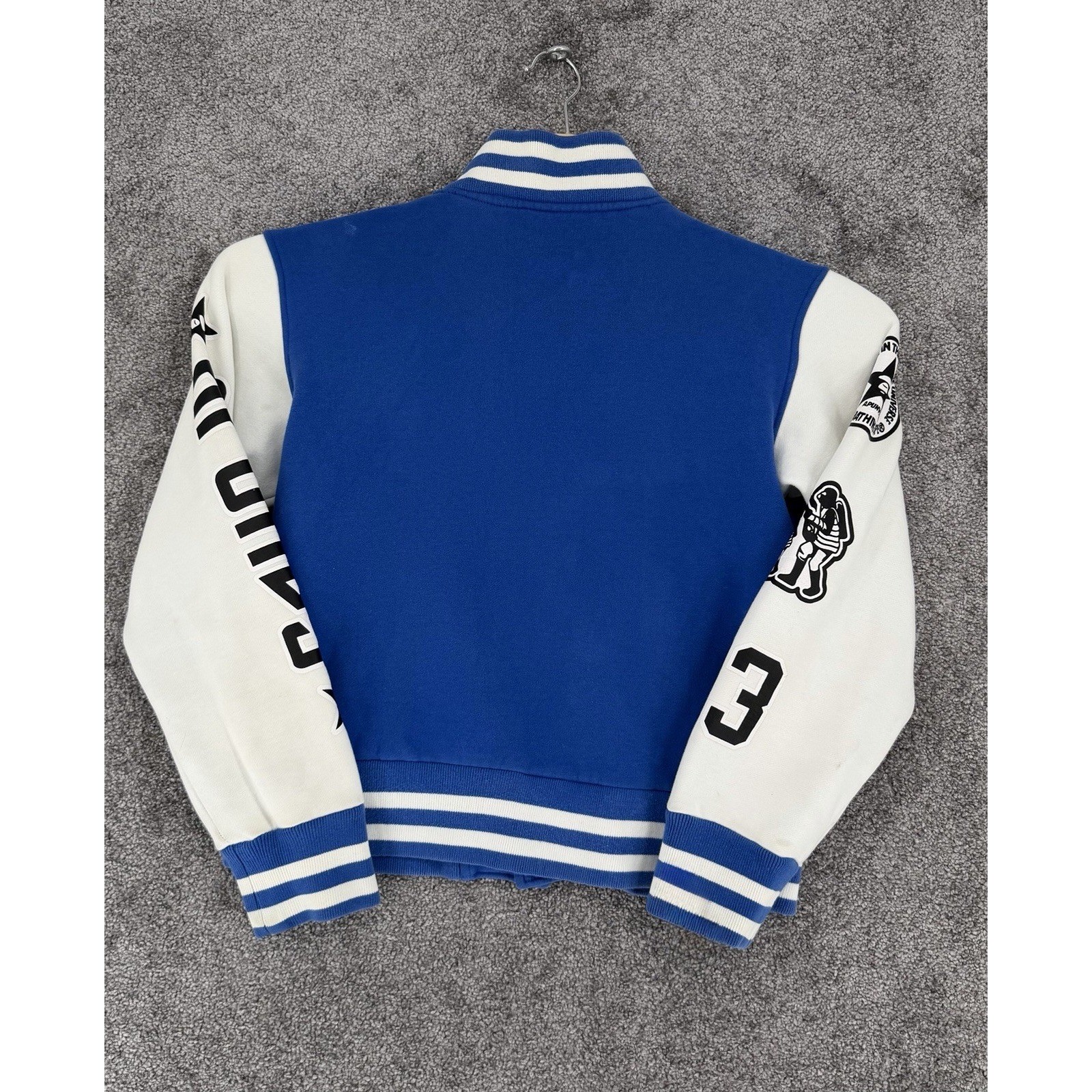 AAPE By A Bathing Ape Varsity Jacket Blue White Logo Snap Front Large Streetwear - second product detail image
