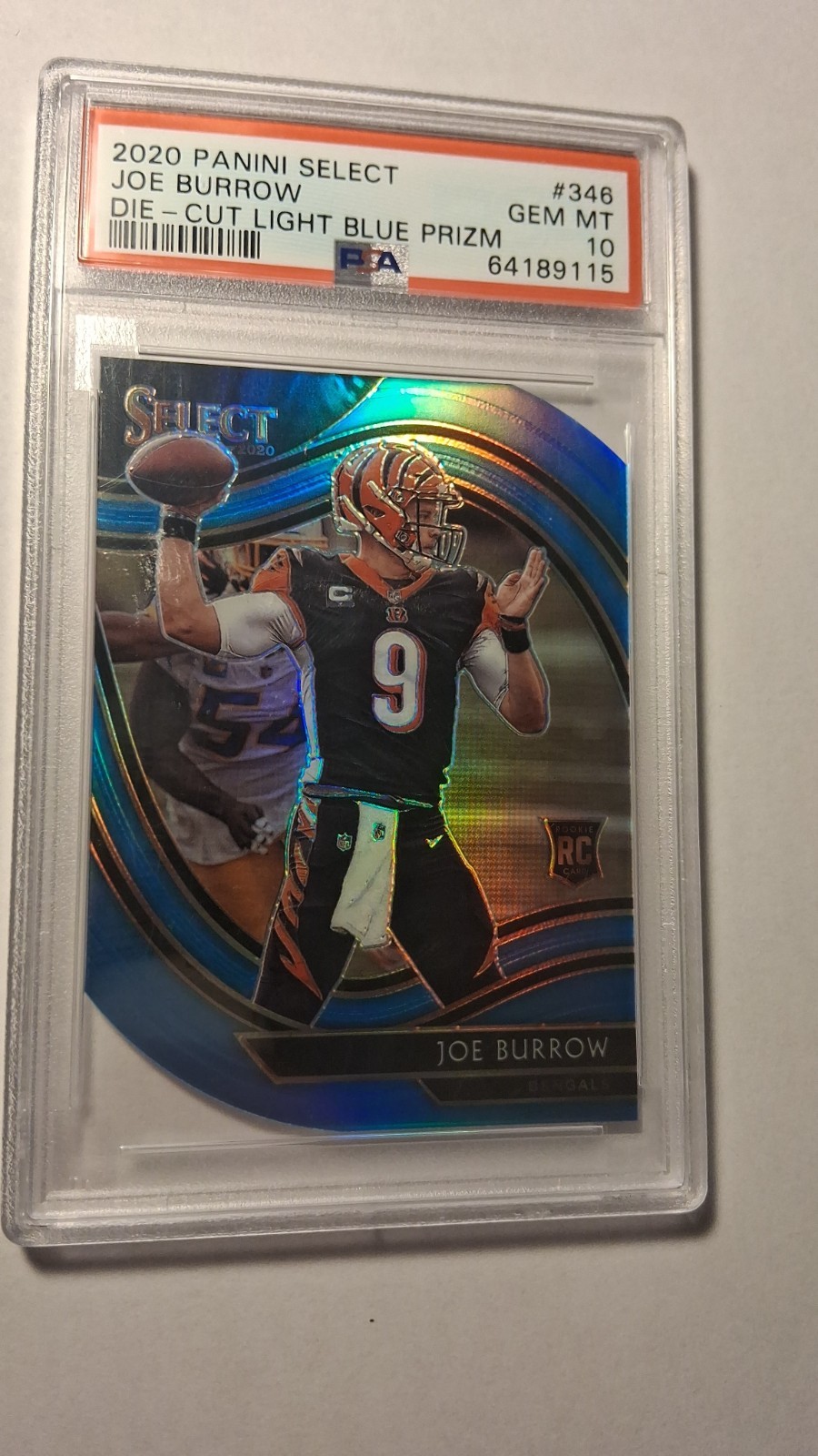 Joe Burrow Panini Select #346 Die-Cut Light Blue Prizm