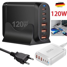 120W GaN USB C PD Ladegerät EU Stecker 6 Port Schnellladegerät Handy Ladestation