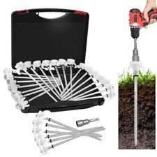 20 Pack 8" Heavy Duty Metal Tent Stakes, Screw in Tent Stakes White 20