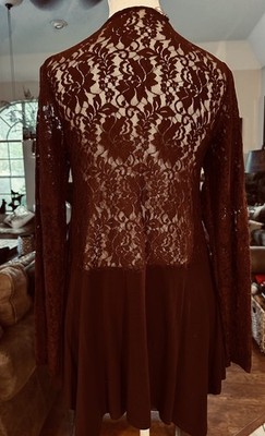 BUCKLE Gimmicks Sheer Lace  Knit Long Sleeve Layering Women's Tunic Top Sz S NWT