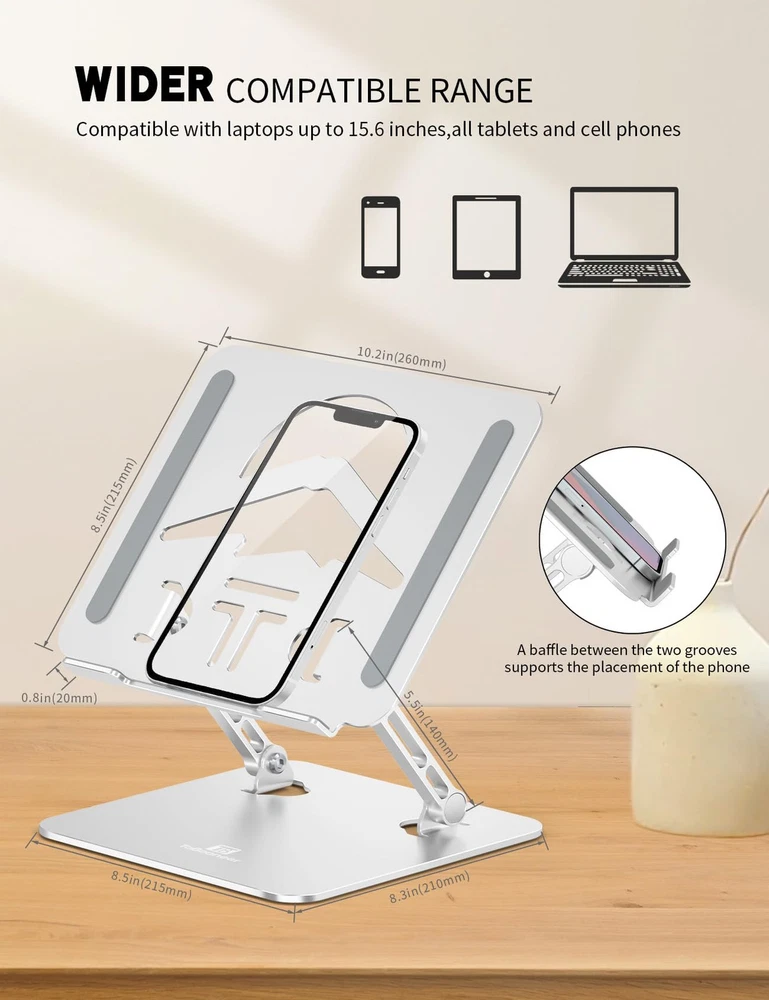 Laptop Stand Adjustable Laptop Holder for Desk, Foldable Laptop Riser Portabl...