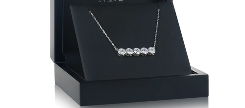 925 Sterling Silver 5 Stone Round Cut Moissanite Pendant Necklace Sparkling Gift - Picture 5 of 5