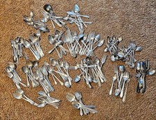 Mixed Lot Silver Plate Flatware 210 pcs (15 Pounds) for Crafts