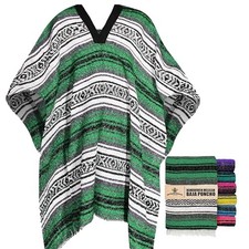 Traditional Mexican Baja Poncho Men and Women Authentic Gaban One Size Green